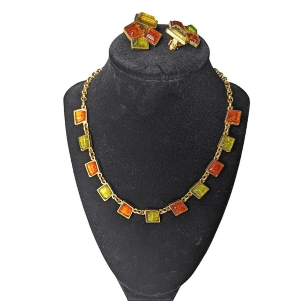Vintage Skalli Necklace Clip-On earrings set Modern Retro Style